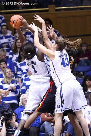 Williams came out of this crush with a defensive rebound  - Duke Tags: #1 Elizabeth Williams 