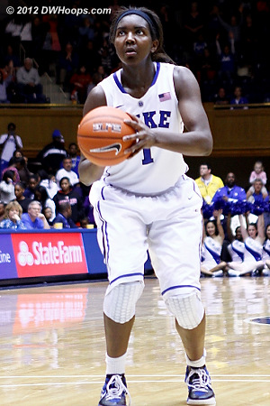Elizabeth Williams two late game makes sealed the win for Duke, and were part of a rare overall perfect game from the line for both teams -- Duke was 8-8 and Maryland went 7-7.  - Duke Tags: #1 Elizabeth Williams 