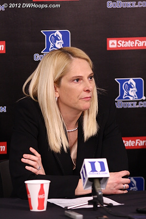 Brenda Frese in the media room  