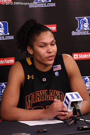 Alyssa Thomas takes a question from the media  
