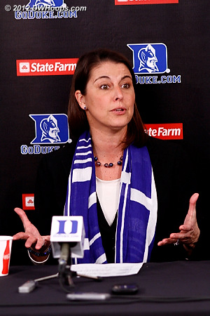 Coach P answers a question about Duke's rebounding  - Duke Tags: Joanne P. McCallie 