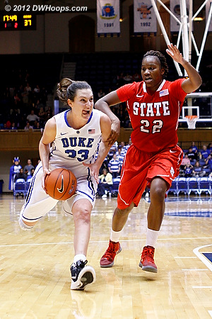 Haley Peters drives past Bonae Holston