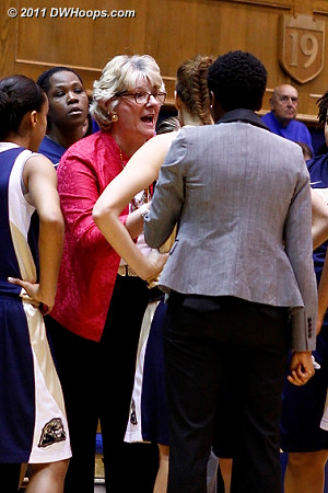 A quick time out called by Pitt coach Agnus Berenato, who many ACC fans remember from her years at Georgia Tech  