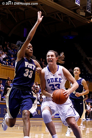 Pitt's Kyra Dunn (33) would swoop in to block this Haley Peters layup