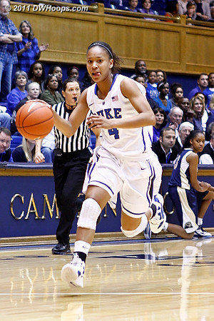 Chloe Wells runs the floor on a Duke fast break