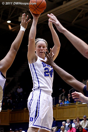 Scheer knocks down a trey  - Duke Tags: #24 Kathleen Scheer 