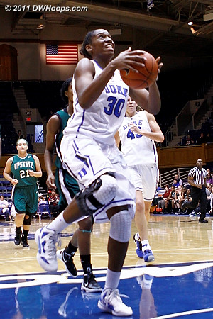 Amber scores Duke's final basket of the day, 93-35 was the final