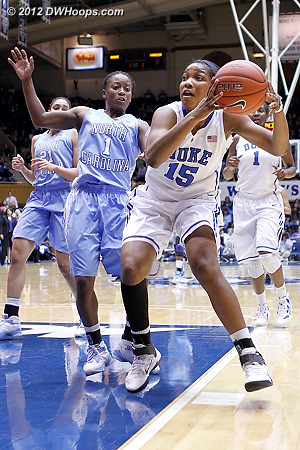 Jackson would score to make it 8-7 UNC  - Duke Tags: #15 Richa Jackson - UNC Players: #1 She'la White 
