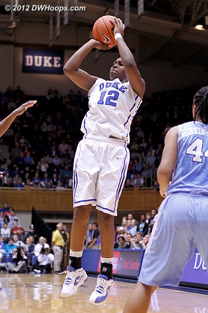 Chelsea Gray found the range on her stepback jumper, the 7-0 Duke run forced a UNC timeout.  - Duke Tags: #12 Chelsea Gray 