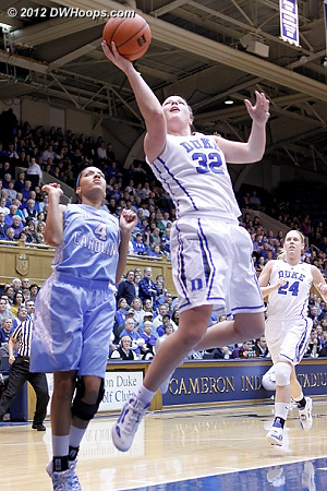 Tricia Liston finishes a fast break layup  - Duke Tags: #32 Tricia Liston - UNC Players: #4 Candace Wood 