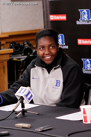 Elizabeth also deservedly happy with the big win over UNC  - Duke Tags: #1 Elizabeth Williams 