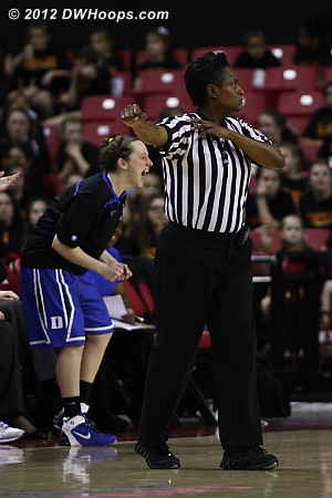 Jenna Frush cheers an offensive foul called on Maryland by Angie Lewis