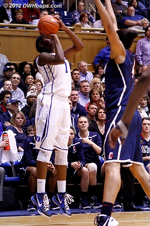 UConn turned Williams into a jump shooter far from the basket  - Duke Tags: #1 Elizabeth Williams - CONN Players: #41 Kiah Stokes 