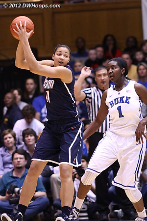 DWHoops Photo  - Duke Tags: #1 Elizabeth Williams - CONN Players: #41 Kiah Stokes 