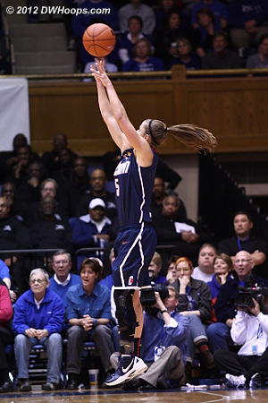 Great sequence for Doty - block, rebound, trey  - CONN Players: #5 Caroline Doty 