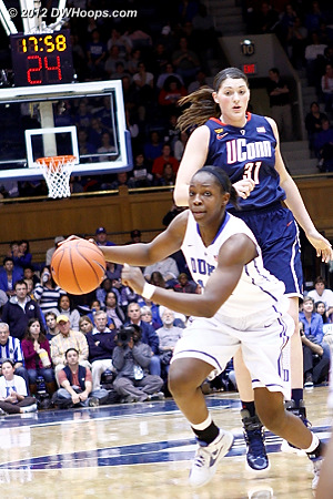 Duke fast break  - Duke Tags: #12 Chelsea Gray - CONN Players: #31 Stefanie Dolson 