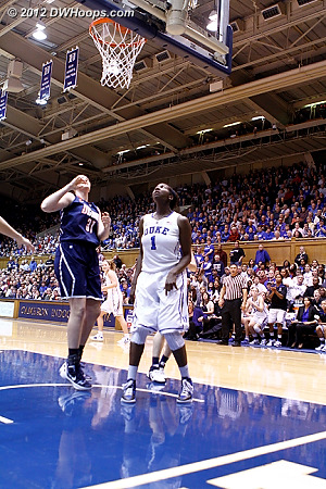 Gray whipped a no-look past to Williams so quickly that I was too late to get the shot.  34-27 UConn.  - Duke Tags: #1 Elizabeth Williams - CONN Players: #31 Stefanie Dolson 