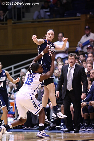 Duke didn't give up  - Duke Tags: #12 Chelsea Gray - CONN Players: #34 Kelly Faris, Head Coach Geno Auriemma 