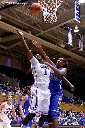 Freshmen meet in the paint  - Duke Tags: #30 Amber Henson, #1 Elizabeth Williams 