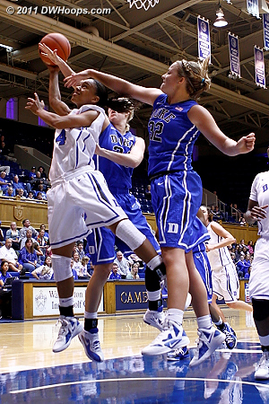 Scheer got the foul from behind  - Duke Tags: #32 Tricia Liston, #4 Chloe Wells 