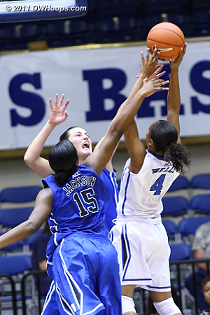 DWHoops Photo  - Duke Tags: #33 Haley Peters, #15 Richa Jackson, #4 Chloe Wells 