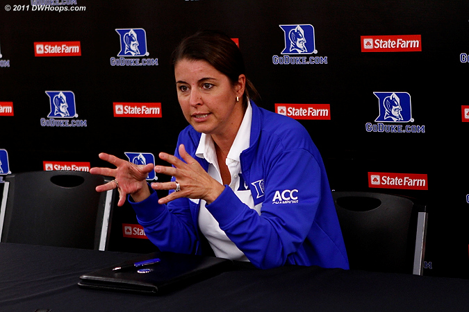 Coach P in the media room  - Duke Tags: Joanne P. McCallie 