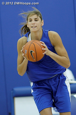 Allison Vernerey works a drill during Duke's first pre-Europe practice. The trip will include several nights in Vernerey's hometown in France.  - Duke Tags: #43 Allison Vernerey 
