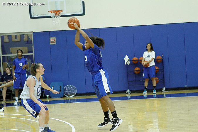 Moore entry pass over Frush  - Duke Tags: #5 Sierra Moore, #35 Jenna Frush 