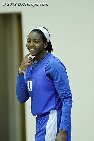 Elizabeth Williams (leg) was also on the side court  - Duke Tags: #1 Elizabeth Williams  