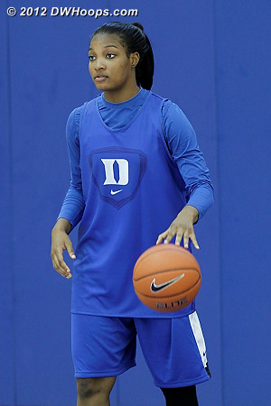 Richa Jackson (knee) was the fourth player on the side court  - Duke Tags: #15 Richa Jackson 