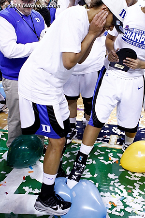 Jaz takes the air out of another Carolina Blue balloon  - Duke Tags: #5 Jasmine Thomas 