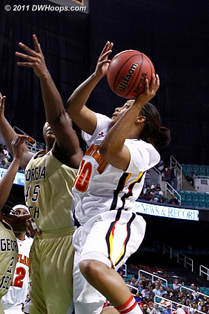 DWHoops Photo  - MD Players: #10 Anjale Barrett - GT Tags: #45 Sasha Goodlett 