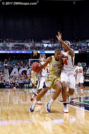 DWHoops Photo  - MD Players: #24 Diandra Tchatchouang - GT Tags: #22 Alex Montgomery 