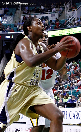 DWHoops Photo  - MD Players: #12 Lynetta Kizer - GT Tags: #45 Sasha Goodlett 