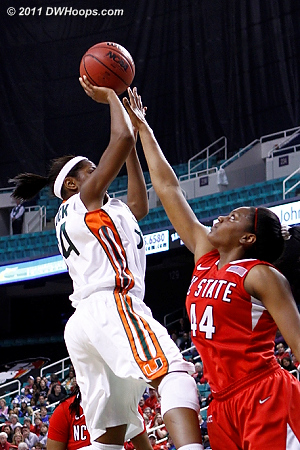 DWHoops Photo  - NCSU Players: #44 Kody Burke - MIA Tags: #34 Sylvia Bullock 