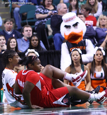 DWHoops Photo  - NCSU Players: #1 Myisha Goodwin-Coleman - MIA Tags: #32 Morgan Stroman 