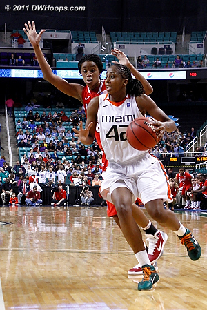 DWHoops Photo  - NCSU Players: #21 Brittany Strachan - MIA Tags: #42 Shenise Johnson 