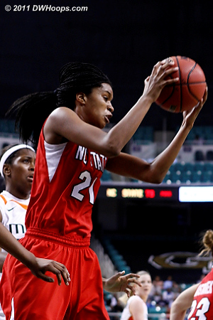 Down two, a key defensive rebound?  - NCSU Players: #21 Brittany Strachan 
