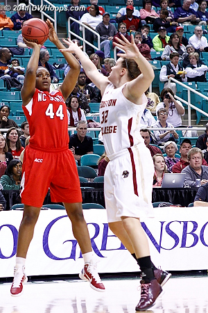 DWHoops Photo  - BC Players: #32 Stefanie Murphy - NCSU Tags: #44 Kody Burke 