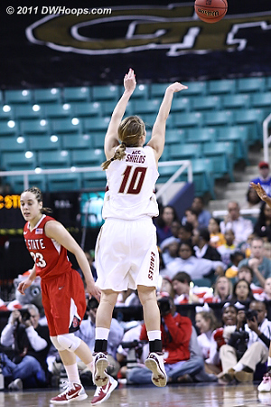 BC got open looks but was 2-9 from distance in the first half  - BC Players: #10 Kerri Shields 
