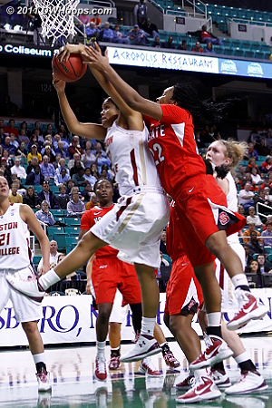 DWHoops Photo  - BC Players: #31 Tiffany Ruffin - NCSU Tags: #22 Bonae Holston 