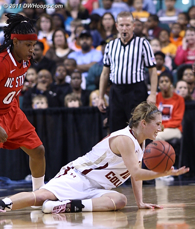 BC turnover sequence at end of first half  - BC Players: #10 Kerri Shields - NCSU Tags: #00 Amber White 