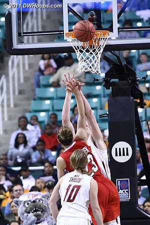 BC foul on Shields, free throws close it to 55-53 BC  - BC Players: #10 Kerri Shields - NCSU Tags: #23 Marissa Kastanek 