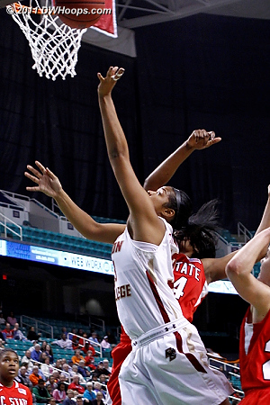 Chapman too far inside for this layup try  - BC Players: #33 Korina Chapman 