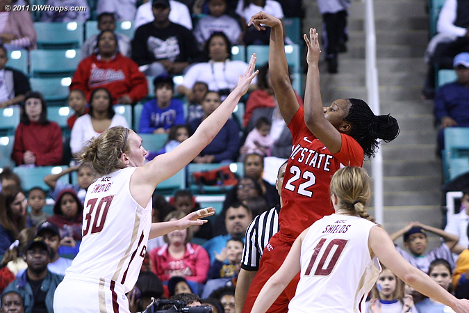Holston extends the State lead to four  - BC Players: #30 Carolyn Swords - NCSU Tags: #22 Bonae Holston 