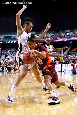DWHoops Photo  - VT Players: #12 Nikki Davis - GT Tags: #10 Danielle Hamilton-Carter 