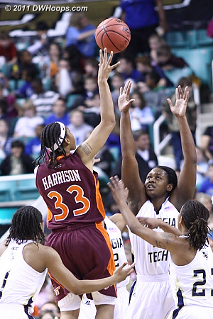 One of VT's six first half hoops  - VT Players: #33 Shanel Harrison 
