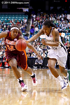 DWHoops Photo  - VT Players: #32 Taylor Ayers - GT Tags: #1 Dawnn Maye 