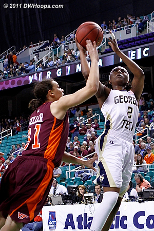 Blocked shot  - VT Players: #31 Monet Tellier - GT Tags: #2 Mo Bennett 