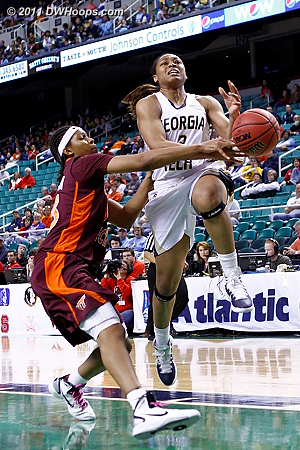 DWHoops Photo  - VT Players: #33 Shanel Harrison - GT Tags: #2 Mo Bennett 